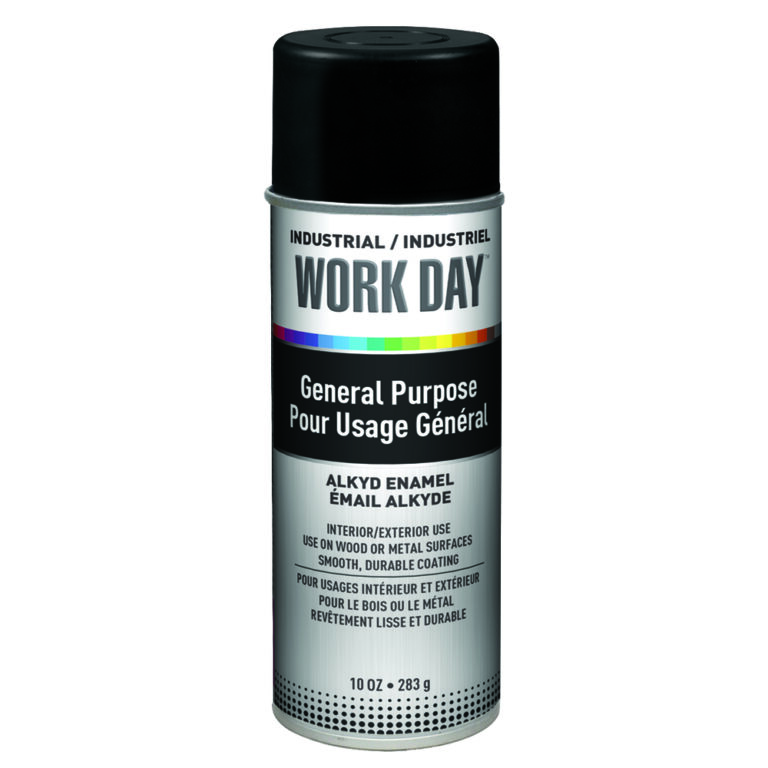 Work Day Enamel Spray Paint 16 oz. Flat Black (12/case) R and R