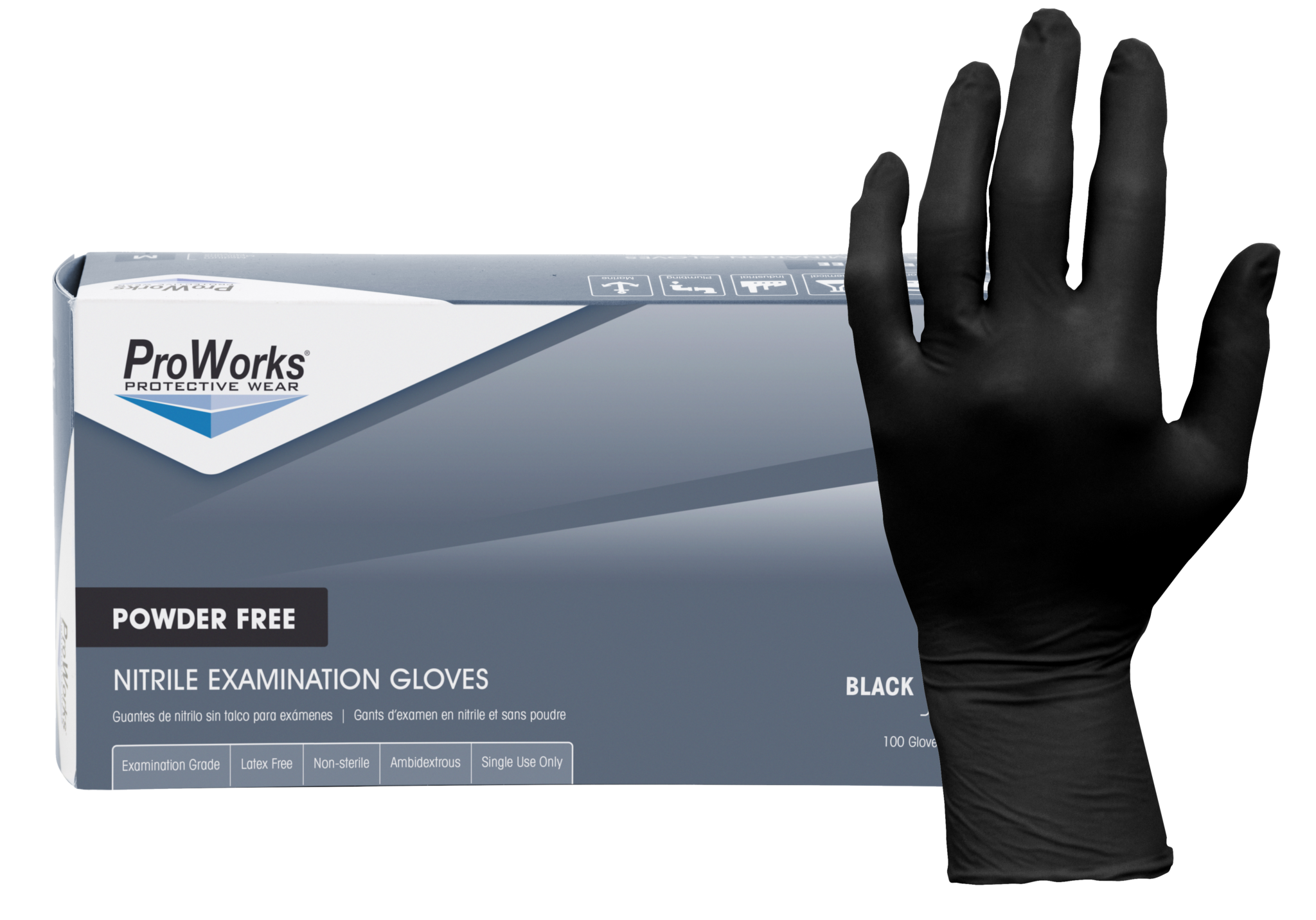 Nitrile PF Exam Gloves 5 mil Black XL R and R Wholesale