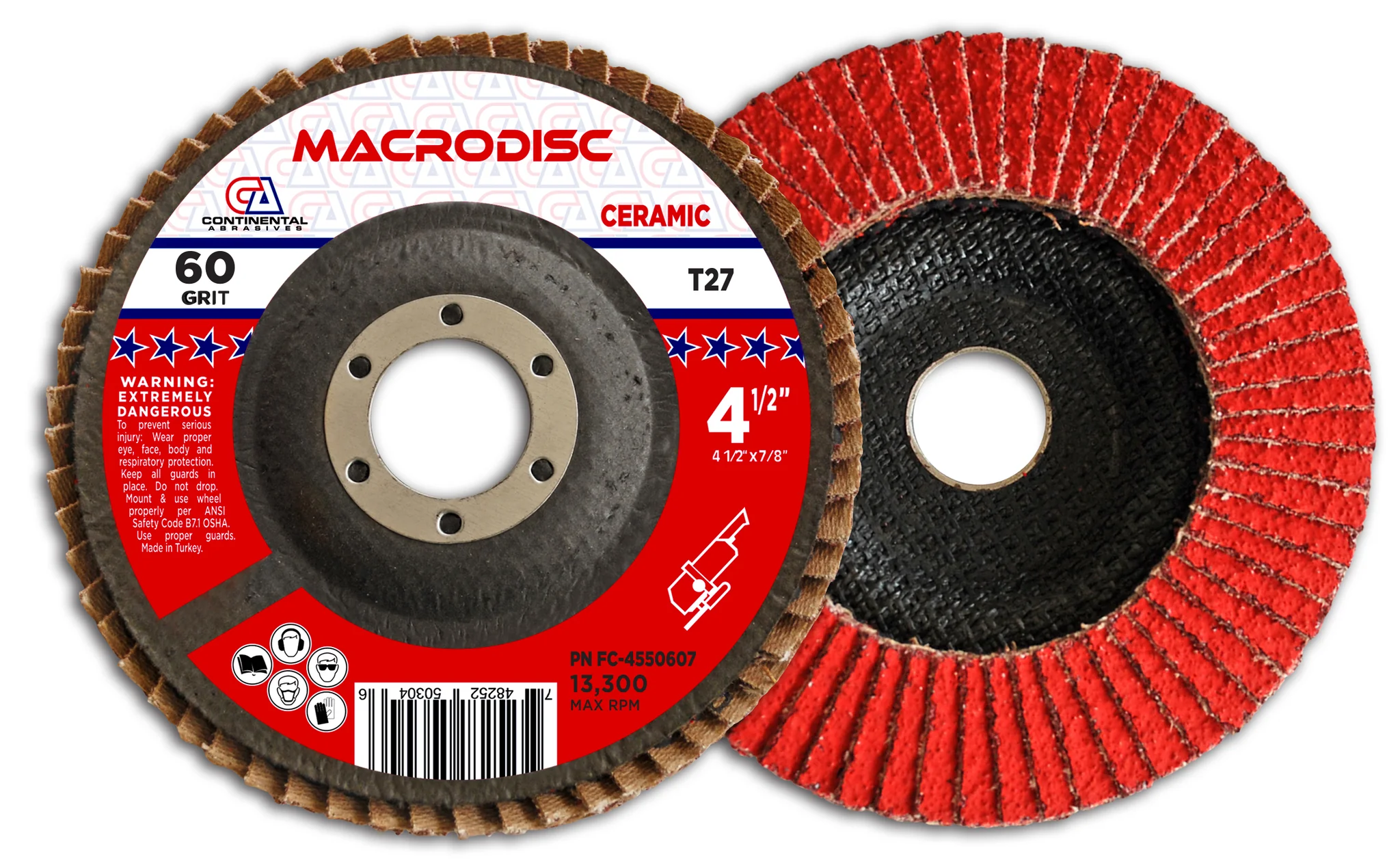 Abrasive Flap Discs for Metal Sanding 4-1/2 x 7/8 (Flat, 4 Grits, Box of  100)