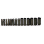 1/2" Drive 14 Piece Set - 6 Point Deep Impact Sockets 3/8" To 1-1/4"